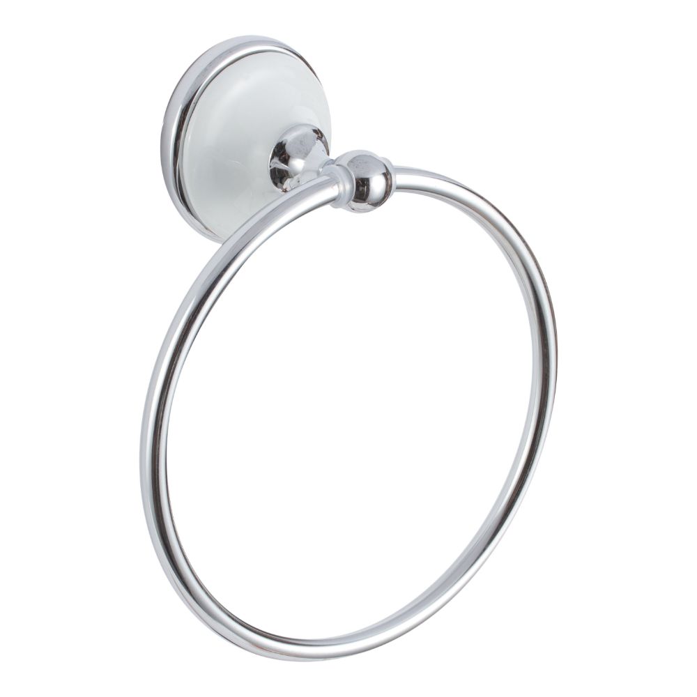Sure-Loc Hardware BT-TR1 26W Brighton Towel Ring in Polished Chrome with White Porcelain